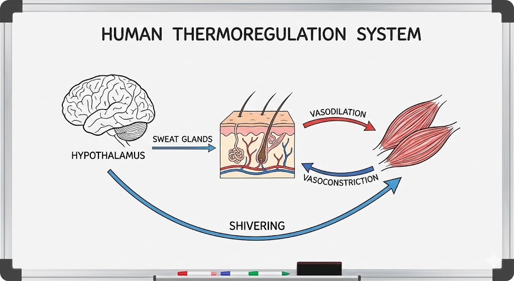 Diagram showing how the body regulates heat