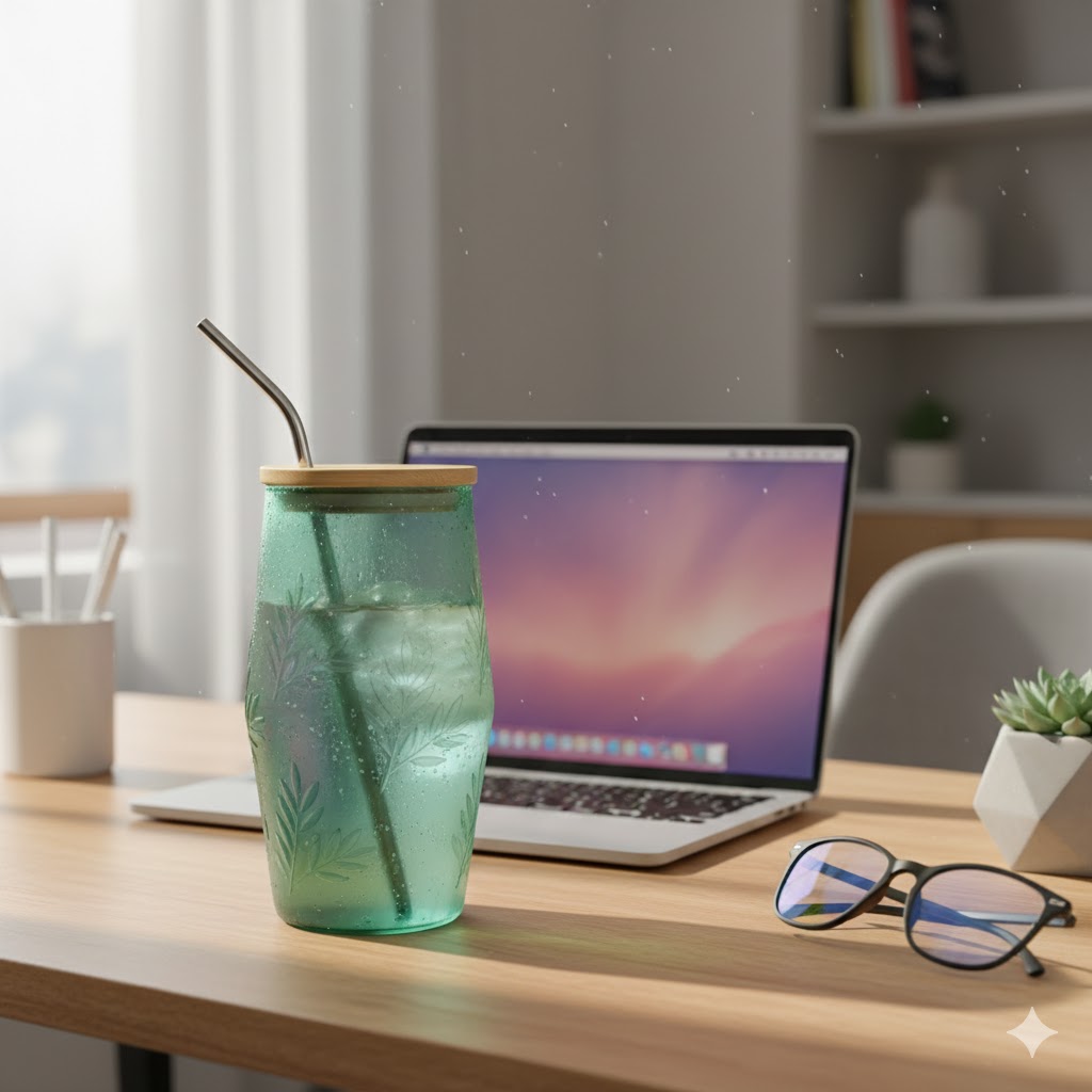 업무 중 자연스럽게 물 마시기 좋은 빨대 텀블러