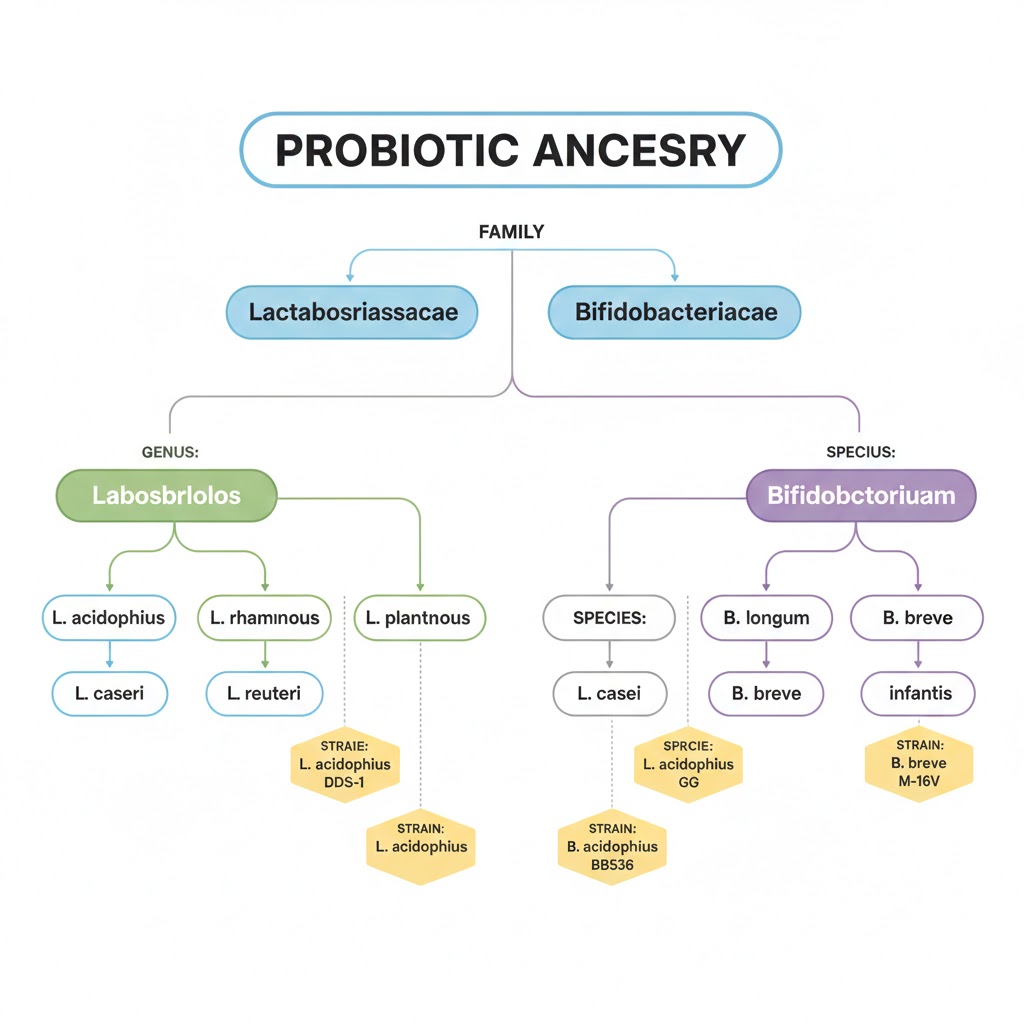 속, 종, 균주 설명 다이어그램