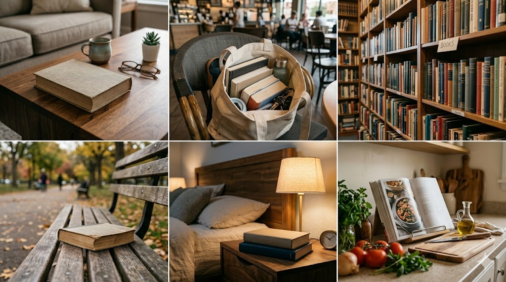 어디서든 독서가 가능하도록 환경을 조성한 모습